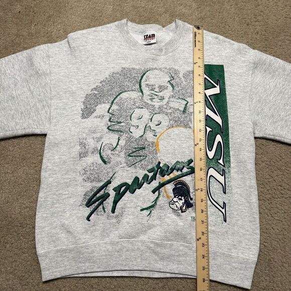 Vtg Team Edition Michigan St. Spartans Big Graphic Crewneck Sweatshirt L 90s USA - Picture 11 of 14